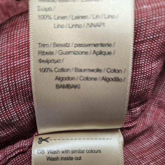 Scotch & Soda Red Linen Flip Up Cuffs Fall Shirt Size L - Picture 7 of 10